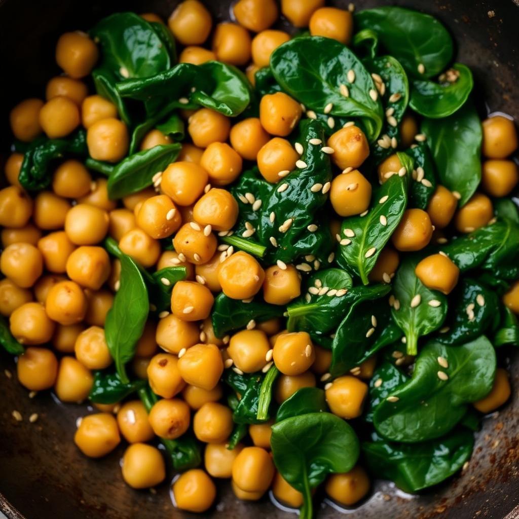 Chickpeas with Spinach & Sesame